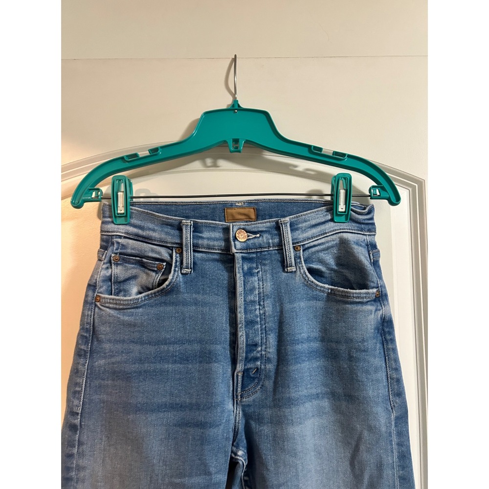 Mother The Tomcat Layover High Rise Straight Leg Jeans Blue Denim Size 26 - Picture 3 of 12